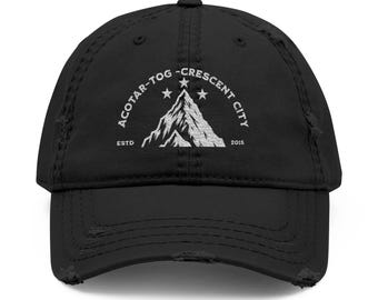 Broderad ACOTAR-hatt Perfekt present till Sarah J. Maas-fans av TOG Crescent City Maas-besatt inspirerad boklig merchandisepresent Distressed-hatt