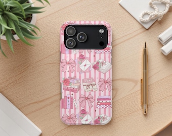 Funda para teléfono Bookish, color rosa, con diseño de libro y MagSafe para iPhone