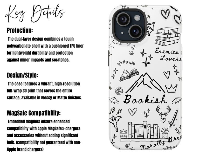 Bookish iPhone Case MagSafe Compatible Romantasy Trope Phone Case Enemies to Lovers BookTok Aesthetic iPhone 16 + All Model image 2