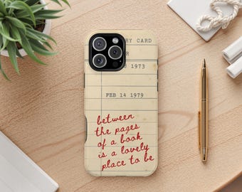 Vintage Library Card MagSafe iPhone Cover Bookish Phone Case Gift for Readers and Book Lovers