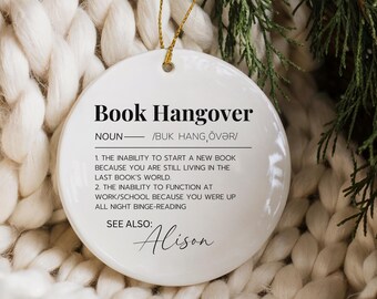 Funny Bookish Christmas Ornament  Perfect for Librarians, Reading Teachers, Book Lovers, or Holiday Ornament Swaps Book Hangover Gift