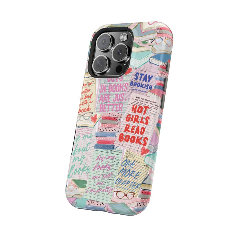 Book Lover MagSafe Phone Case, Cute Bookish Aesthetic Case, Library Card Design, Reader Gift, Booktok Style iPhone Samsung Case image 5