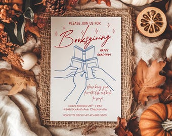 Convite para Clube do Livro de Outono no Canva - Modelo Editável - Convite para Festa de Troca de Livros entre Amigos - Bônus: Rastreador de Leitura e 4 Fundos