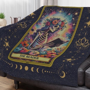 Tarot Karte Die Leser Decke Himmlische Lesung Decke Geschenk für Buchliebhaber Bücherwurm Wohnkultur Super Weiche Decke Leseecke Dekor