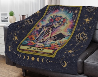 Tarot Card The Reader Blanket Celestial Reading Throw Blanket Gift for Book Lovers Bookish Home Decor Super Soft Blanket Reading Nook Decor