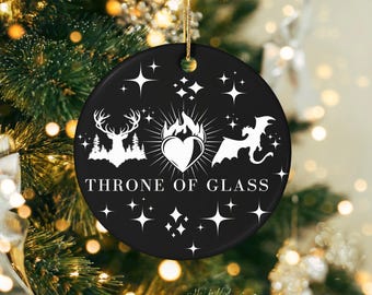 Adorno navideño del Trono de Cristal, regalo de TOG, regalo para un fan de Sarah J Maas, decoración navideña para amantes de los libros, adorno para un club de lectura.