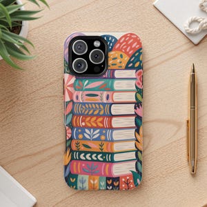 Custodia per iPhone con motivo astratto di libri e fiori, compatibile con MagSafe, con motivo Whimsy Flower Bookish per iPhone 16, 15, 14, 13, 12, 11 Pro Max