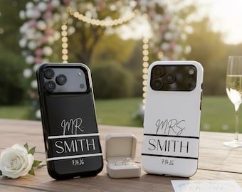 Bride Phone Case Mr. and Mrs. Phone Case Set Personalized Bride Gift Wedding Keepsake MagSafe iPhone Case