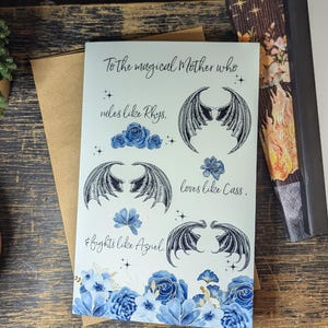 Tarjeta del Día de la Madre ACOTAR, imprimible, divertida, romántica, para mamás amantes de los libros, de gran formato, doblable e impresa, no necesita recortar, regalo inspirado en Rhysand de Bat Boys.
