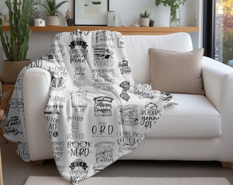 Reading Minky Blanket with Funny Quotes for Book Lovers - Custom Color Choice, Great gift for Book Lover, Bookish Gift, Reading Throw