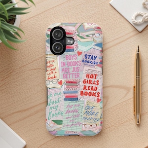 Book Lover MagSafe Phone Case, Cute Bookish Aesthetic Case, Library Card Design, Reader Gift, Booktok Style iPhone Samsung Case image 1