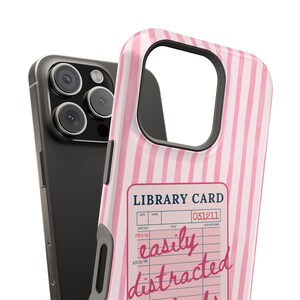 MagSafe Compatible Funny Book Phone Case Bookish Aesthetic iPhone 16 Gift for Book & Dog Lovers BookTok Fans Vintage Library Card Graphic image 6