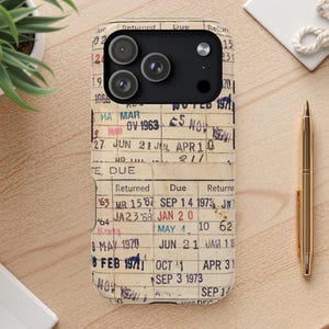 Bookish Phone Case, Library Card Vintage Due Date Design, Book Lover Gift Cover, iPhone 17 16 15 14 13 Pro Max, Samsung Galaxy, Pixel