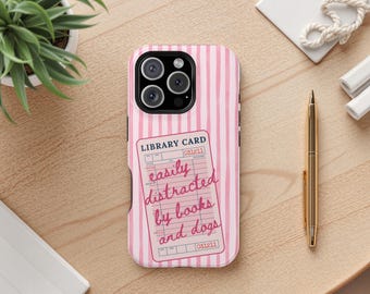 MagSafe Compatible Funny Book Phone Case Bookish Aesthetic iPhone 16 Gift for Book  & Dog Lovers BookTok Fans  Vintage Library Card Graphic