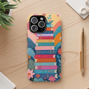 Custodia compatibile con MagSafe con motivo astratto di libri d&#39;arte popolare, cover per iPhone con fantasia floreale e libresca, per iPhone 16, 15, 14, 13, 12 e 11 Pro Max