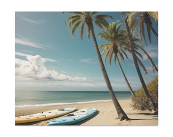 Stand Up Paddle Board Beach Scene Canvas Gallery Wraps