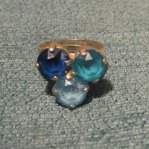 Swarovski  &#39;Sea Blues&#39; Themed Adjustable Trio Ring