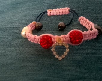 Swarovski Elements Handmade Shamballa Heart Bracelet