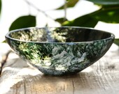 Wow !  Moss Agate Handcarved 75 mm Pure Gem Stone BOWL