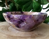 Genuine Amethyst Handcarved 80 mm Pure Gem Stone Bowl - Unique