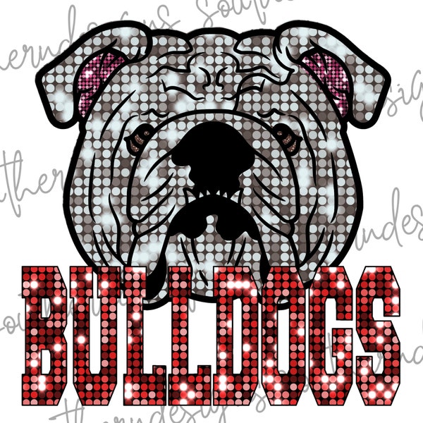 Georgia Bulldogs football PNG, bouledogue à paillettes, téléchargement numérique