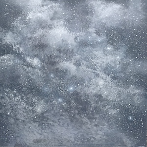 Constellation: North Star 36&quot;x 48&quot; Silver and Gray Abstract Sky Painting Ursa major Ursa Minor Big Dipper Little Dipper