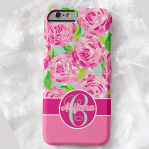 Floral Monogram Cell Phone Case, iPhone 6 case, Note 4 cell case, iPhone 6 plus cell case, iPhone 6 plus case, Galaxy Samsung S6 #411