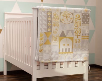 Gray It's a Small World, Disney Baby Blanket, Disney Baby Shower Gift, Gift for Her, Baby Boy Gift, Baby Blanket, Gifts for Her, Baby Minky
