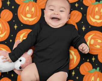 Mickey Pumpkin Not So Scary Halloween Party Spooky Minky Blanket, Spooky Gift for her, Jack O Lantern Halloween Baby Blanket Gift