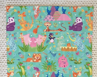 It's a Small World Animal Jungle Blanket, Jungle Baby Blanket, Animal Baby Blanket, Baby Shower Gift, Baby Girl Gift, Gifts for Her