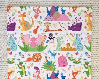 It's a Small World Animal Jungle Blanket, Jungle Baby Blanket, Animal Baby Blanket, Baby Shower Gift, Baby Girl Gift, Gifts For Her