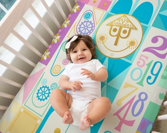 Pastel It's a Small World Crib Sheet, Disney Baby Crib Sheet, Disney Nursery Bedding, Baby Shower Gift, Baby Girl Gift, Baby Boy Gift