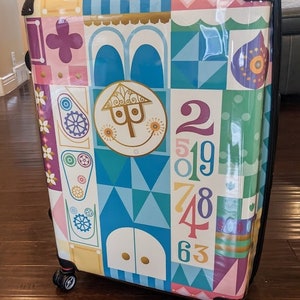 Disney Vacation Luggage, It's a Small World Suitcase, Disney Travel Gift, Disney World Carry On, Gift for Her, Gifts for Her, Christmas Gift image 1