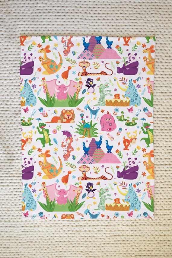 It's a Small World Animal Jungle Blanket, Jungle Baby Blanket, Animal Baby Blanket, Baby Shower Gift, Baby Girl Gift, Gifts For Her