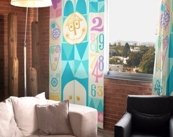 It's a Small World Curtains, It's a Small World Nursery Baby Shower Gift, Pastel Curtains, Playroom Curtains, Gifts for Her, Fantasyland