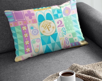 Pastel Disney Pillow Case, It's A Small World, Gift For Her, Disney Gift, Pillow Sham, Gifts For Her, Disneyland Bedding,