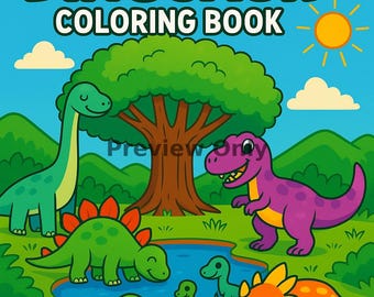 Dinosaur Coloring Book, Dino Activity Coloring Pages, Toddler Activity, Road Trip Games Instant Download Dinosaur Gift for Him Kids Gifts