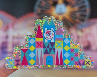 It's a Small World Glitter Sticker, Fantasyland Magical Castle, Park Icon Sticker, Disneyland Sticker, WDW Sticker, Small World Ride Sticker