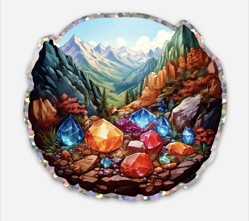 Stickers With Rocks Gem Stone Mineral Glitter Sticker, Precious Gems Rock Hound Sticker ...