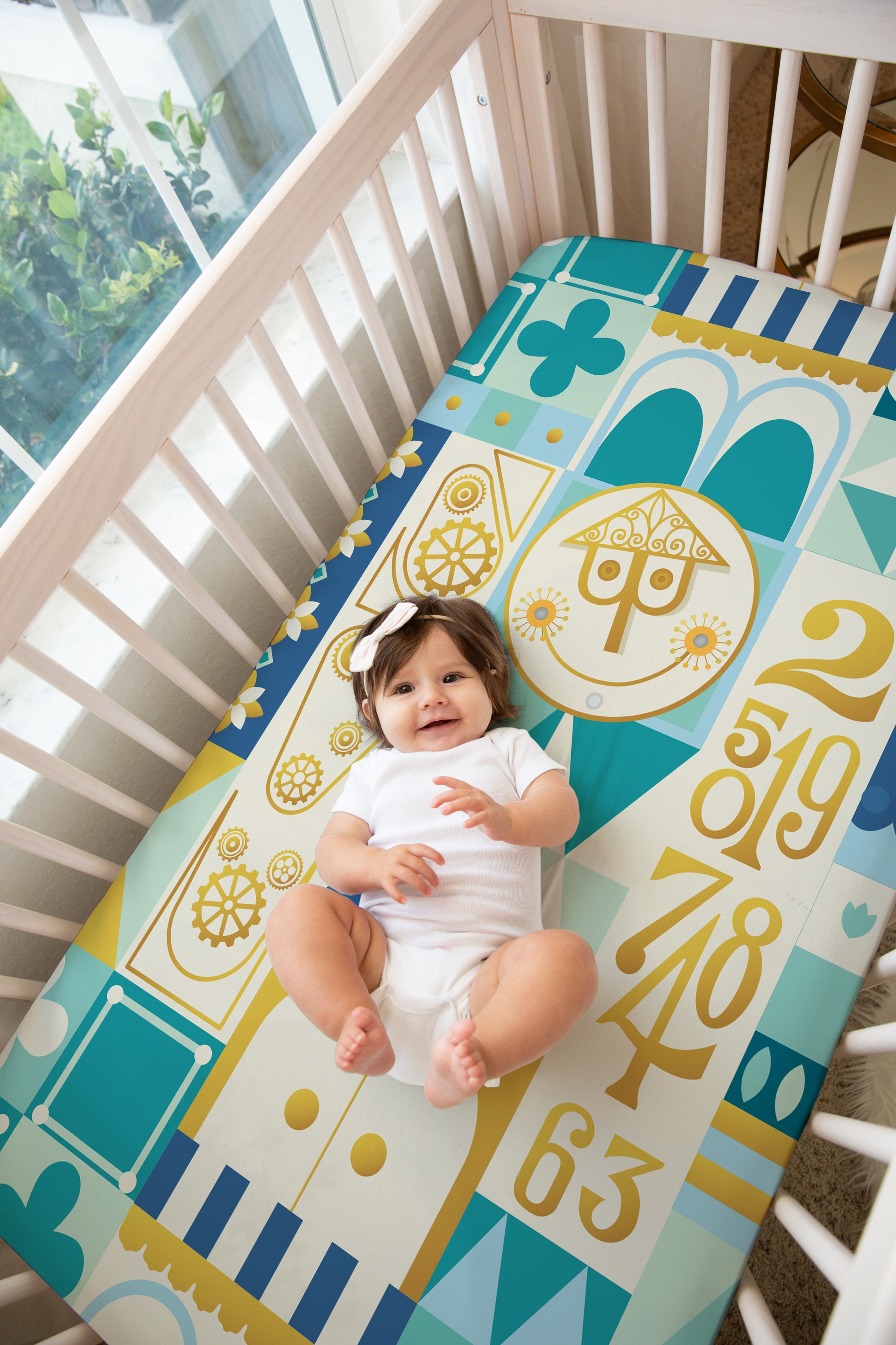 Abstract Polka Dot Blue Crib Sheet - Soft Jersey Knit, Deep Fitted For Mini Crib (24 X 38) - View #8