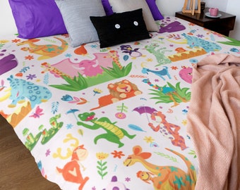 It's a Small World Comforter, Girls Bedding, Gift for Her, Gifts for Her, Jungle Bedding, Animal Bedding, Kids Comforter, Kids Blanket