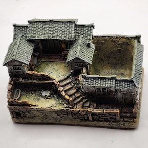 Rustic Resin Miniature Farmhouse Planter for small Plants or Succulents.