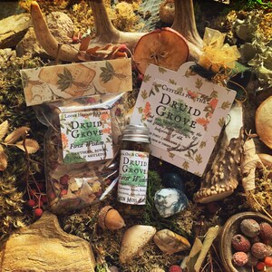 DRUID GROVE—Mini Altar Set for the Celtic Druidic Path, Nature Worship, Ancient Celts—Crystals, Incense, Ritual Oil, Candle