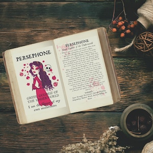PERSEPHONE—Grimoire Page Printable Book of Shadows Digital Download—Greek Goddess of the Underworld