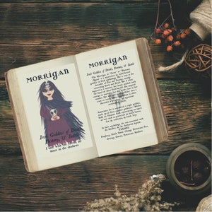 MORRIGAN—Grimoire Page Printable Book of Shadows Digital Download—Irish Goddess of Death, Destiny, & Battle