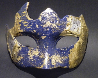 Male Venetian Wedding Masquerade Mask, Mardi Gras Masquerade Mask, Gold Leaf.