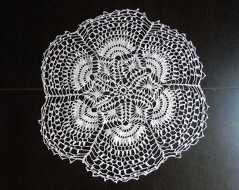 Białą koronką szydełkową serwetka / okrągły obrus / Vintage 19 inch biała serwetka Crochet dla AGD / ręcznie koronki serwetka / 19 inch Crochet serwetka