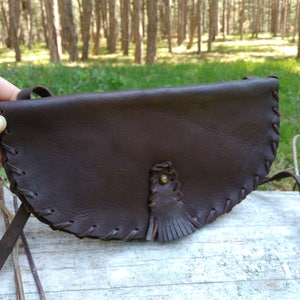 Vintage 70s Leather Crossbody Bag / Vintage Shoulder Leather Bag / Vintage Brown Shoulder Bag / Vintage Leather Purse  / Vintage Clutch Bag.