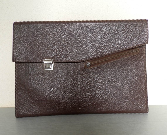 Vintage Brown Faux Leather Folder Leather Portfolio Bag School Brown Folder Portfolio Bag for Documents Leather Portfolio Case. Etsy
