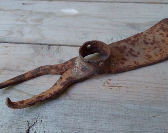 Antique Iron Tool / Primitive Iron Forged Tool / Old Agricultural Instrument / Gardening Tool / Hand Forged Tool /  Antique Decor
